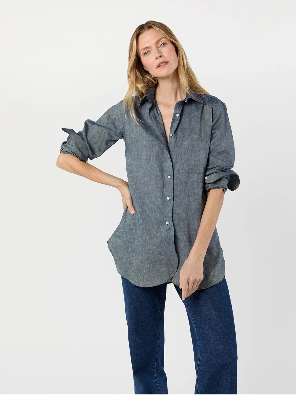 Ann Mashburn boyfriend shirt NWT chambray Medium
